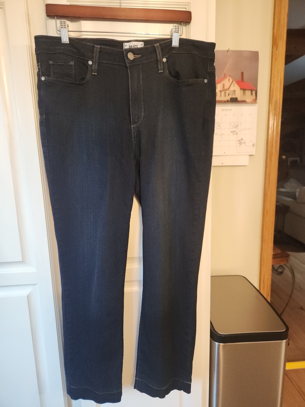 Women's PAIGE Dark Blue Straight-Leg Jeans